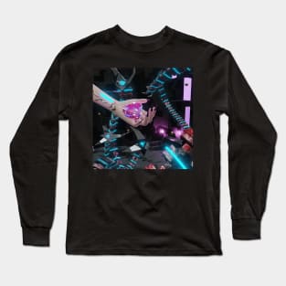 COLD LOVE. SCI-FI FUTURISTIC ART. ROBOTs and HEART Long Sleeve T-Shirt